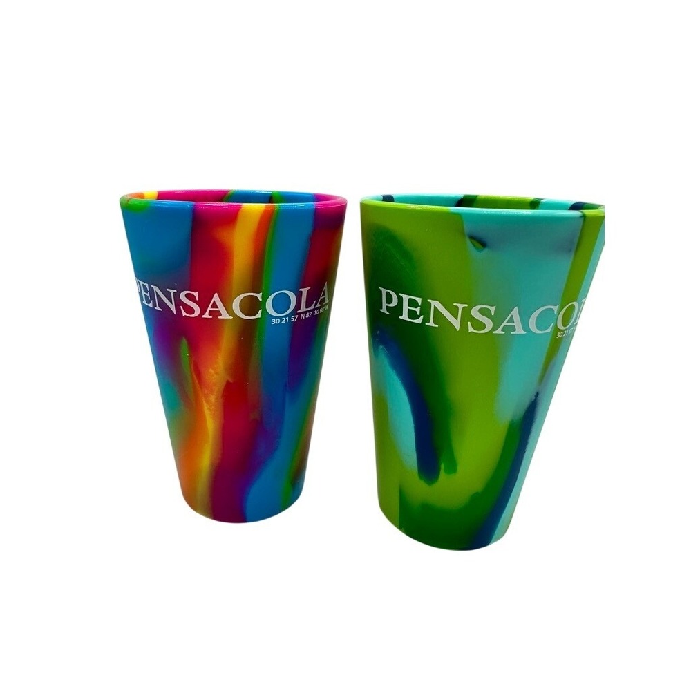 Silipint Pensacola Florida Silicone Pint Glass Set Tie Dye Unbreakable Cups 16oz